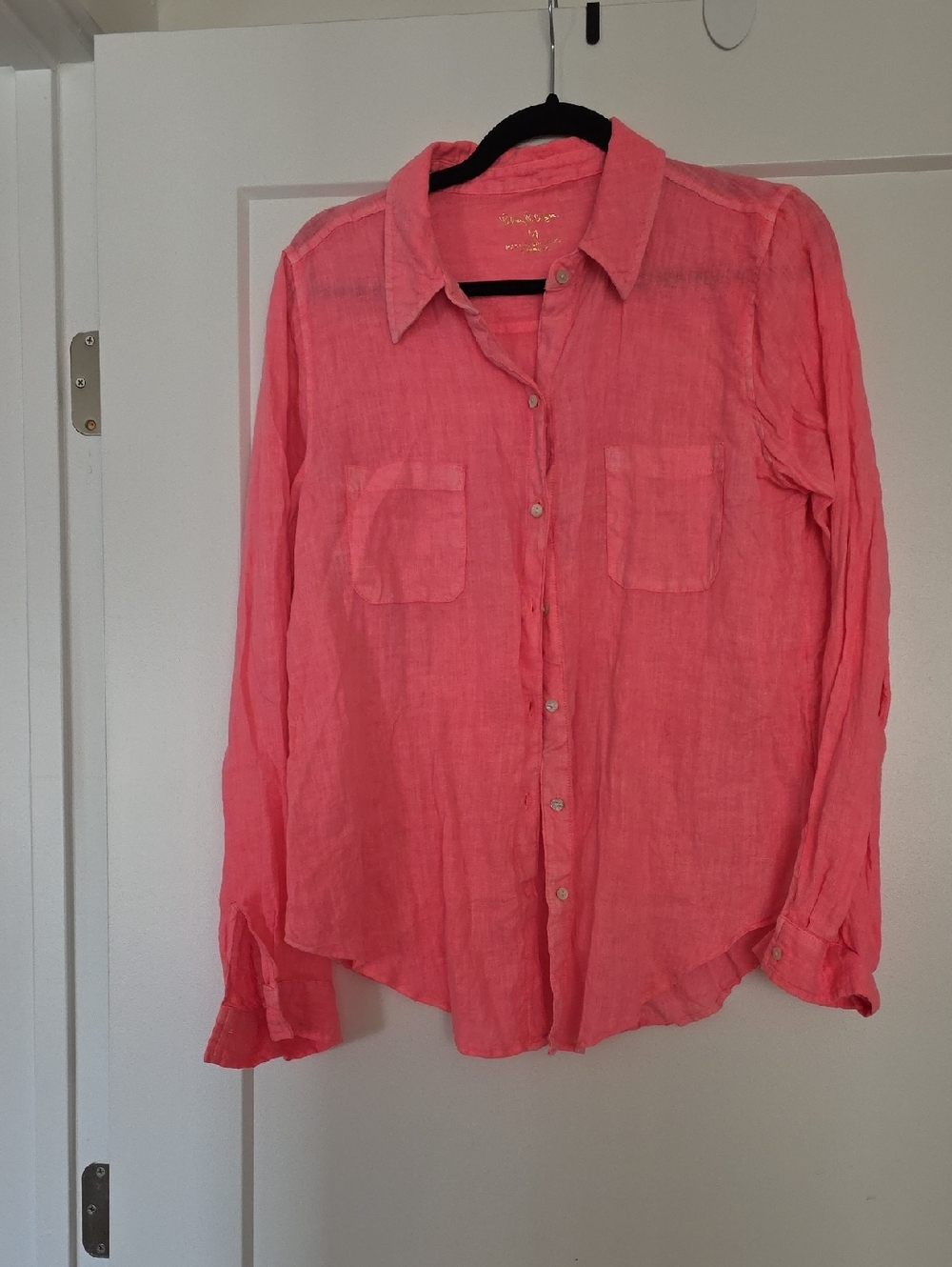 Lilly Pulitzer Women’s Coral Pink Linen Button-Down Shirt
